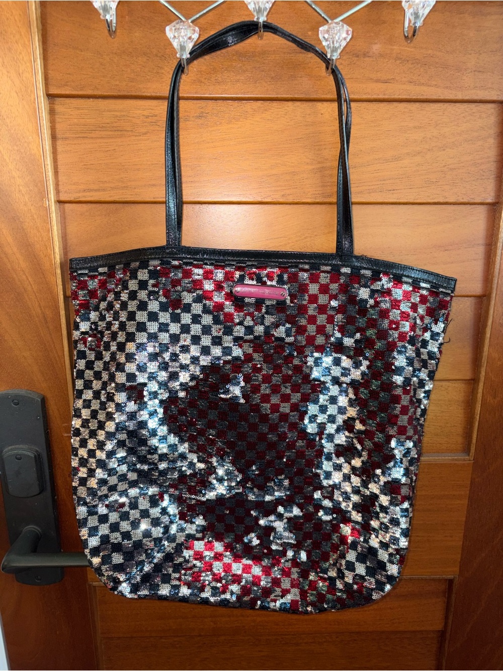 BETSEY JOHNSON vintage sequined checkerboard tote bag black & red
🖤 ❤️ Y2K